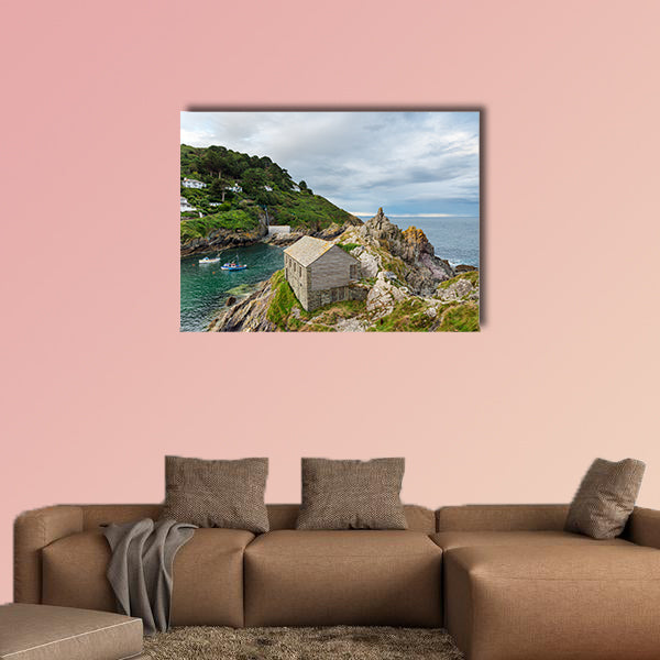 Looking down on the net lofts at Polperro harbour wall art
