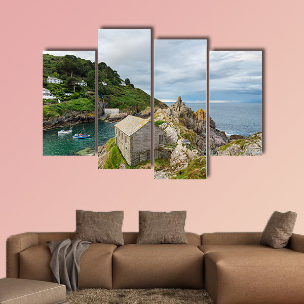 Looking down on the net lofts at Polperro harbour wall art