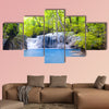 Erawan waterfall in Thailand Beautiful nature background Multi panel canvas wall art