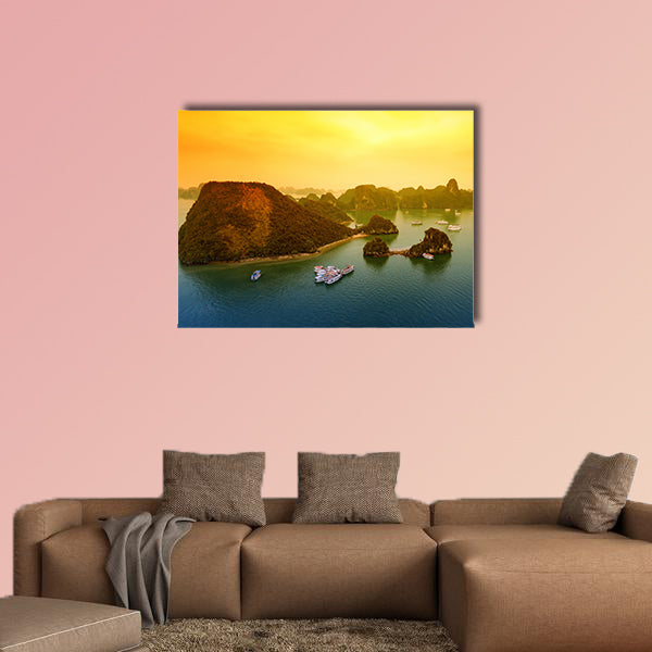 Vietnam Halong Bay beautiful sunset  multi panel canvas wall art