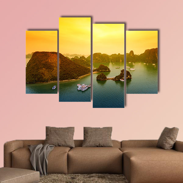 Vietnam Halong Bay beautiful sunset  multi panel canvas wall art