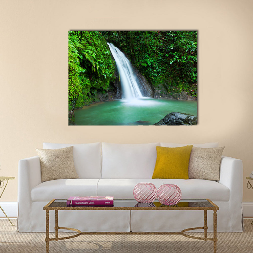 Waterfall in the National Park of Guadeloupe Multi Panel Canvas Wall Art