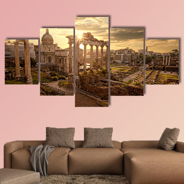 Famous Roman ruins in Rome multi panel canvas wall art