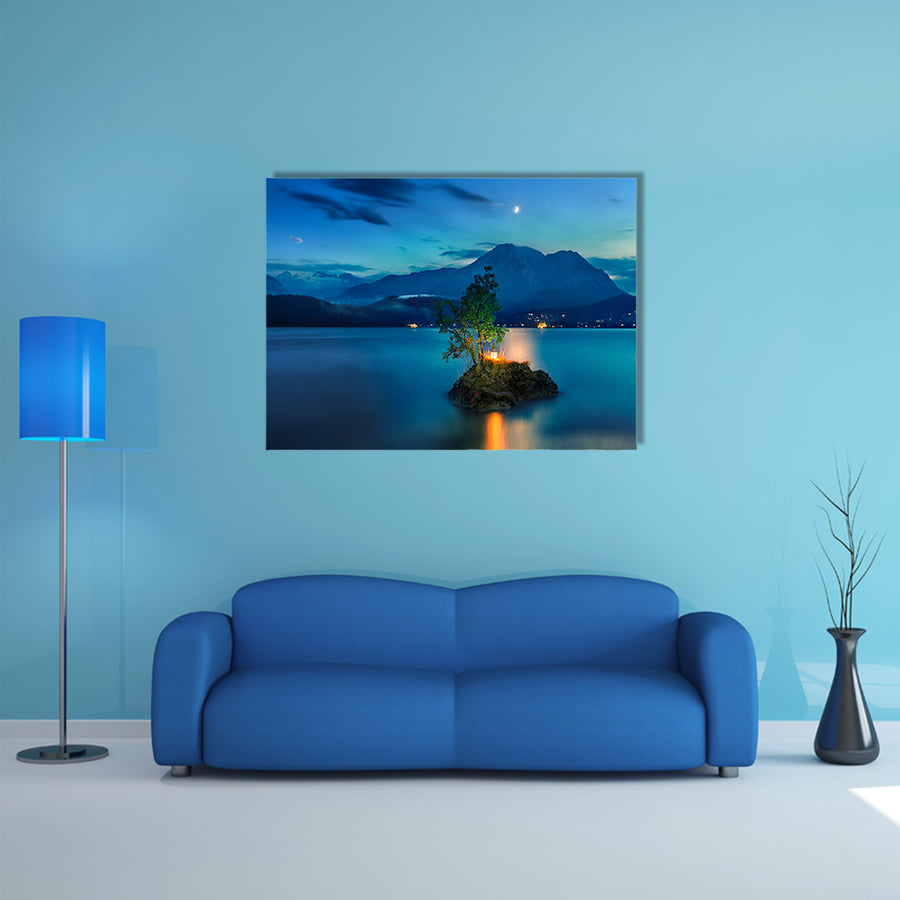 A Small island on the lake in mountains Austria multi panel canvas wall art