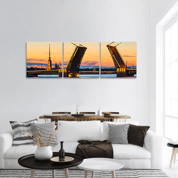 Palace Bridge with Peter and Paul Fortress Russia Panoramic Canvas Wall Art