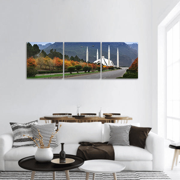 Faisal Mosque landmarks of Pakistan, capital city Islamabad Panoramic Canvas Wall Art