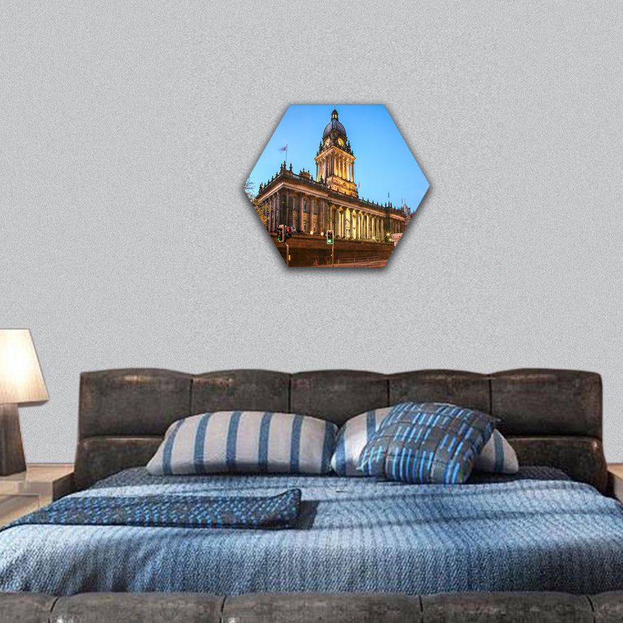 Leeds Town Hall in the city centre Gothich style architecture hexagonal canvas wall art