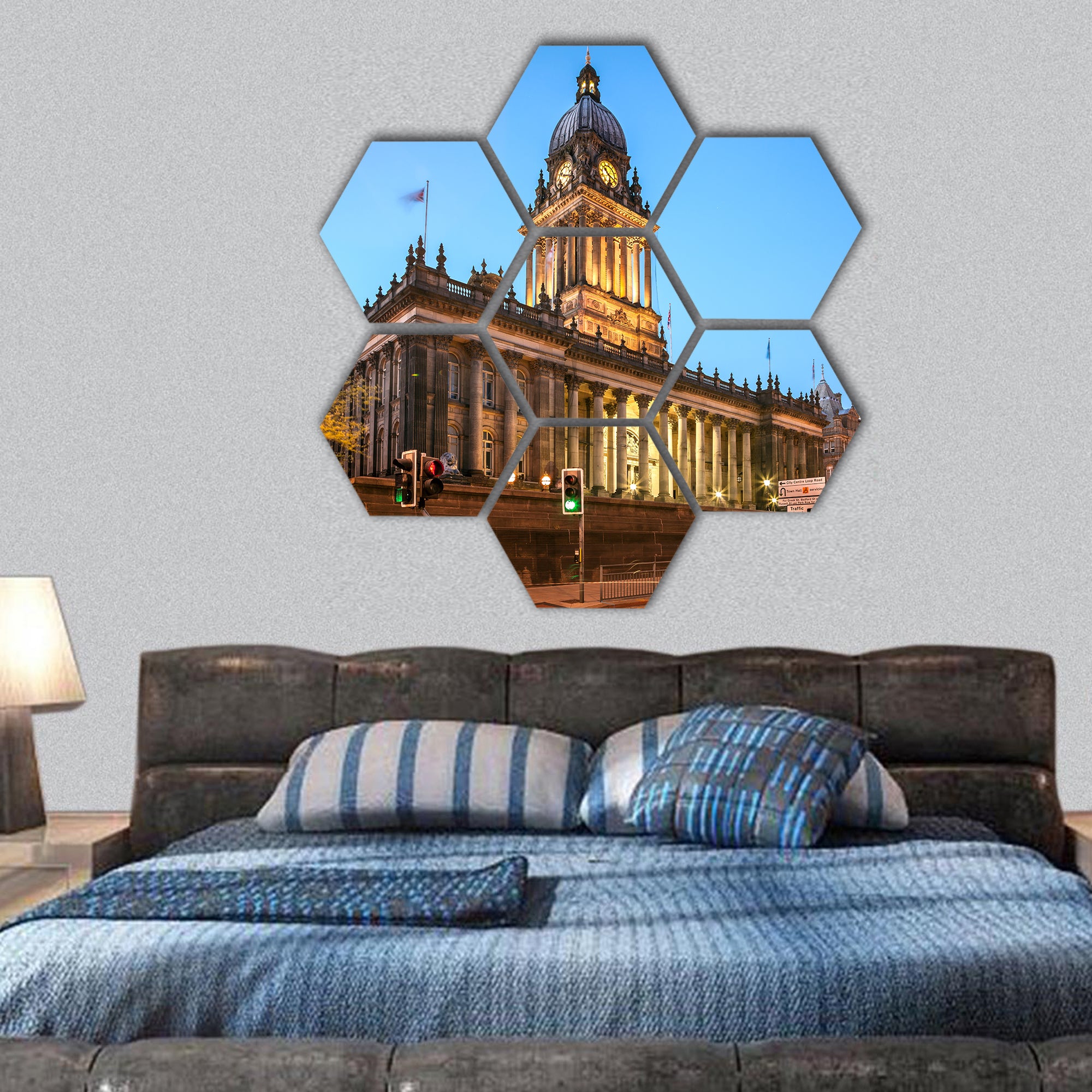 Leeds Town Hall in the city centre Gothich style architecture hexagonal canvas wall art