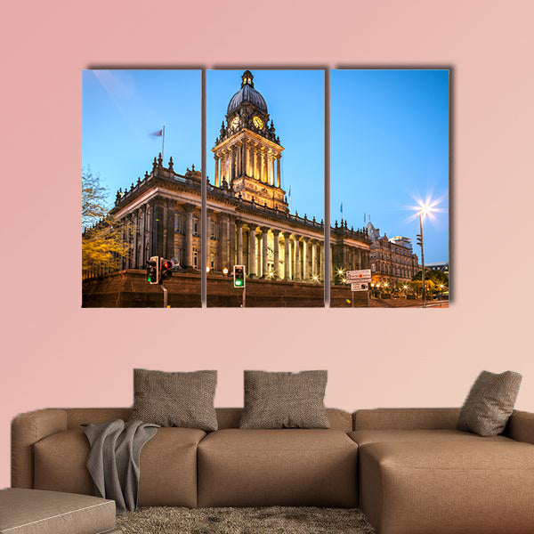 Leeds Town Hall in the city centre of Leeds England multi panel canvas wall art