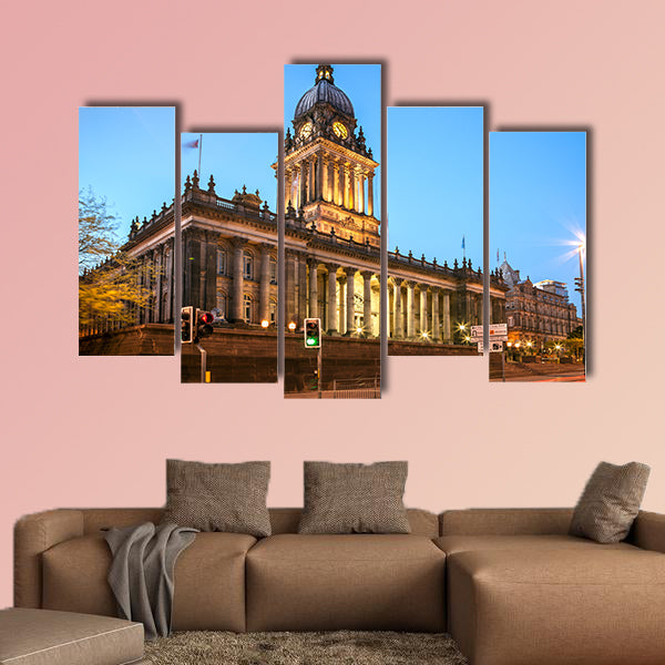 Leeds Town Hall in the city centre of Leeds England multi panel canvas wall art