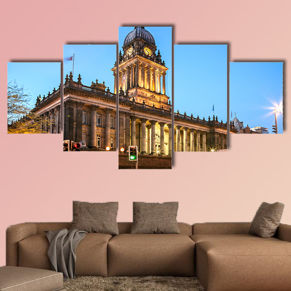 Leeds Town Hall in the city centre of Leeds England multi panel canvas wall art