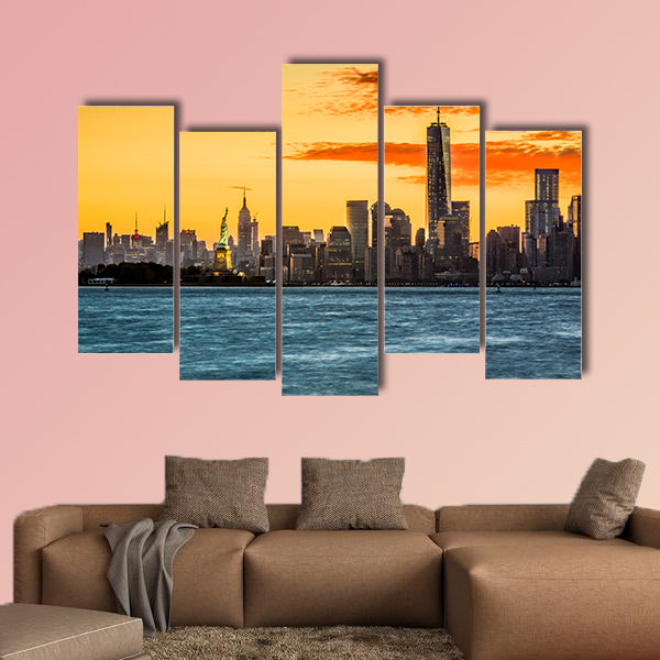 Sunrise over the Manhattan Island multi panel canvas wall art