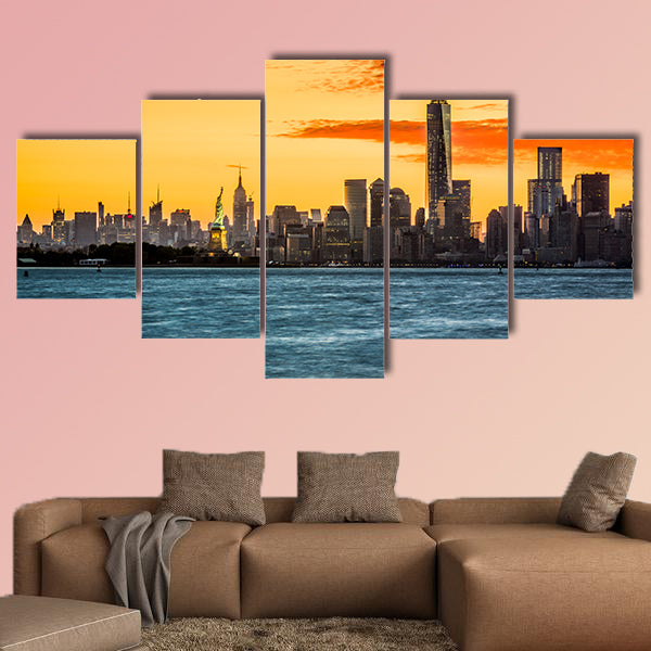 Sunrise over the Manhattan Island multi panel canvas wall art