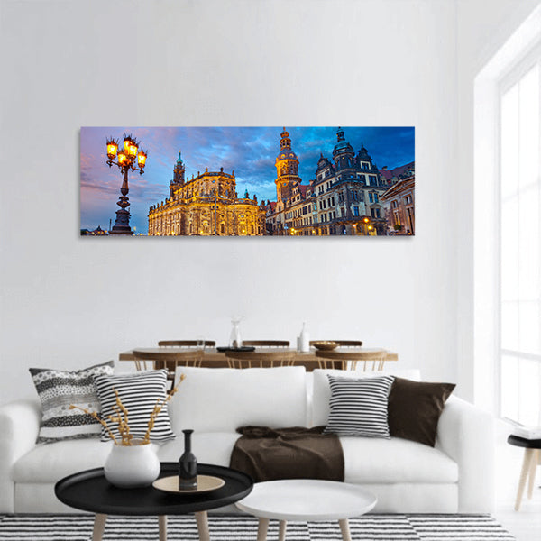 Dresden, Germany during twilight blue hour Panoramic Canvas Wall Art