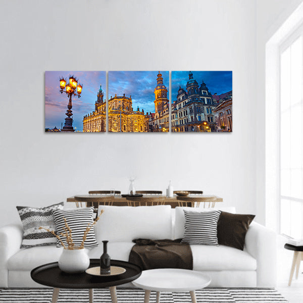 Dresden, Germany during twilight blue hour Panoramic Canvas Wall Art