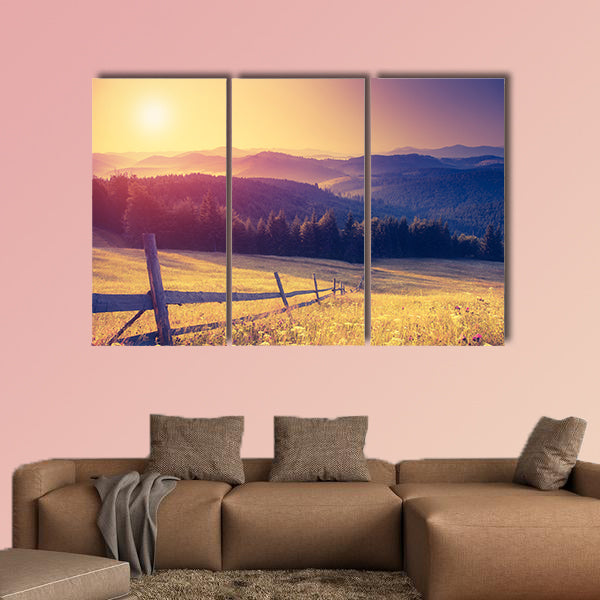 Fantastic sunny hills under morning sky, Ukraine, Europe Multi panel canvas wall art