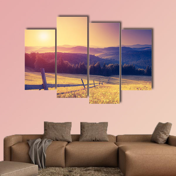 Fantastic sunny hills under morning sky, Ukraine, Europe Multi panel canvas wall art