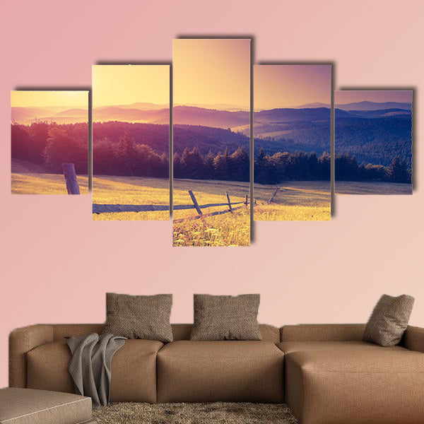 Fantastic sunny hills under morning sky, Ukraine, Europe Multi panel canvas wall art