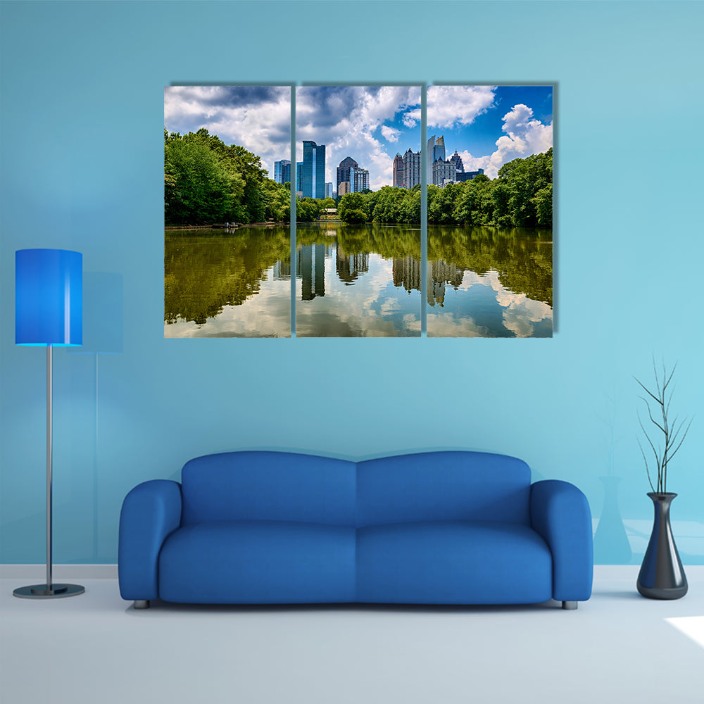Skyline of downtown Atlanta, Georgia from Piedmont Park multi panel canvas wall art
