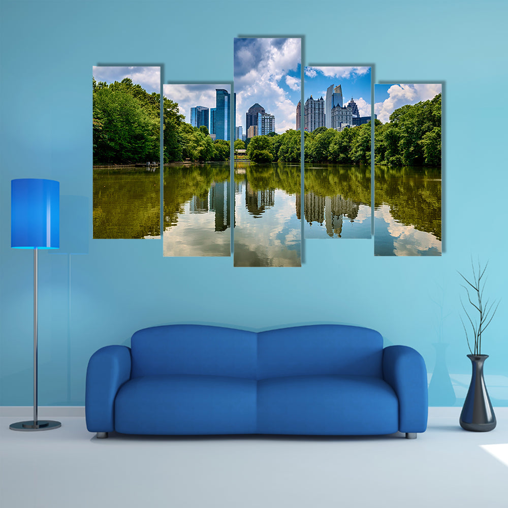 Skyline of downtown Atlanta, Georgia from Piedmont Park multi panel canvas wall art