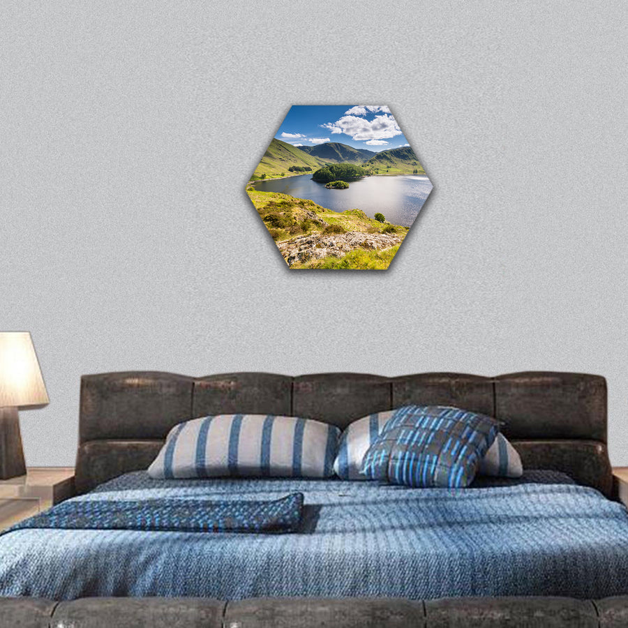 Haweswater from Whiteacre Crag in Valley hexagonal canvas wall art
