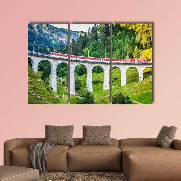 Swiss railway in the Switzerland multi panel canvas wall art