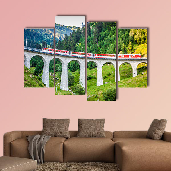 Swiss railway in the Switzerland multi panel canvas wall art