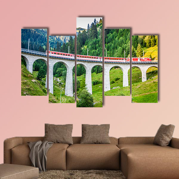 Swiss railway in the Switzerland multi panel canvas wall art