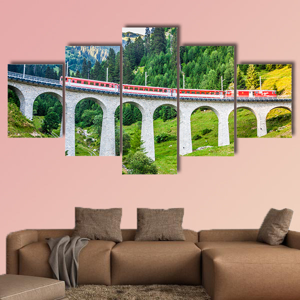 Swiss railway in the Switzerland multi panel canvas wall art