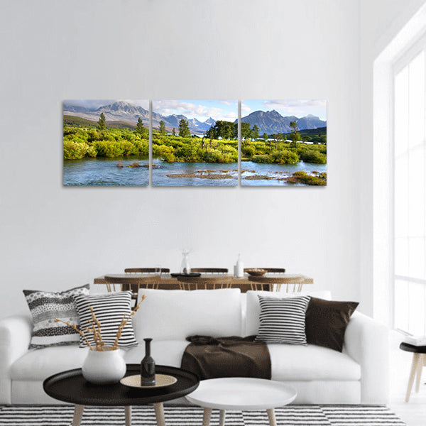 Lakes of Glacier national park Panoramic Canvas Wall Art