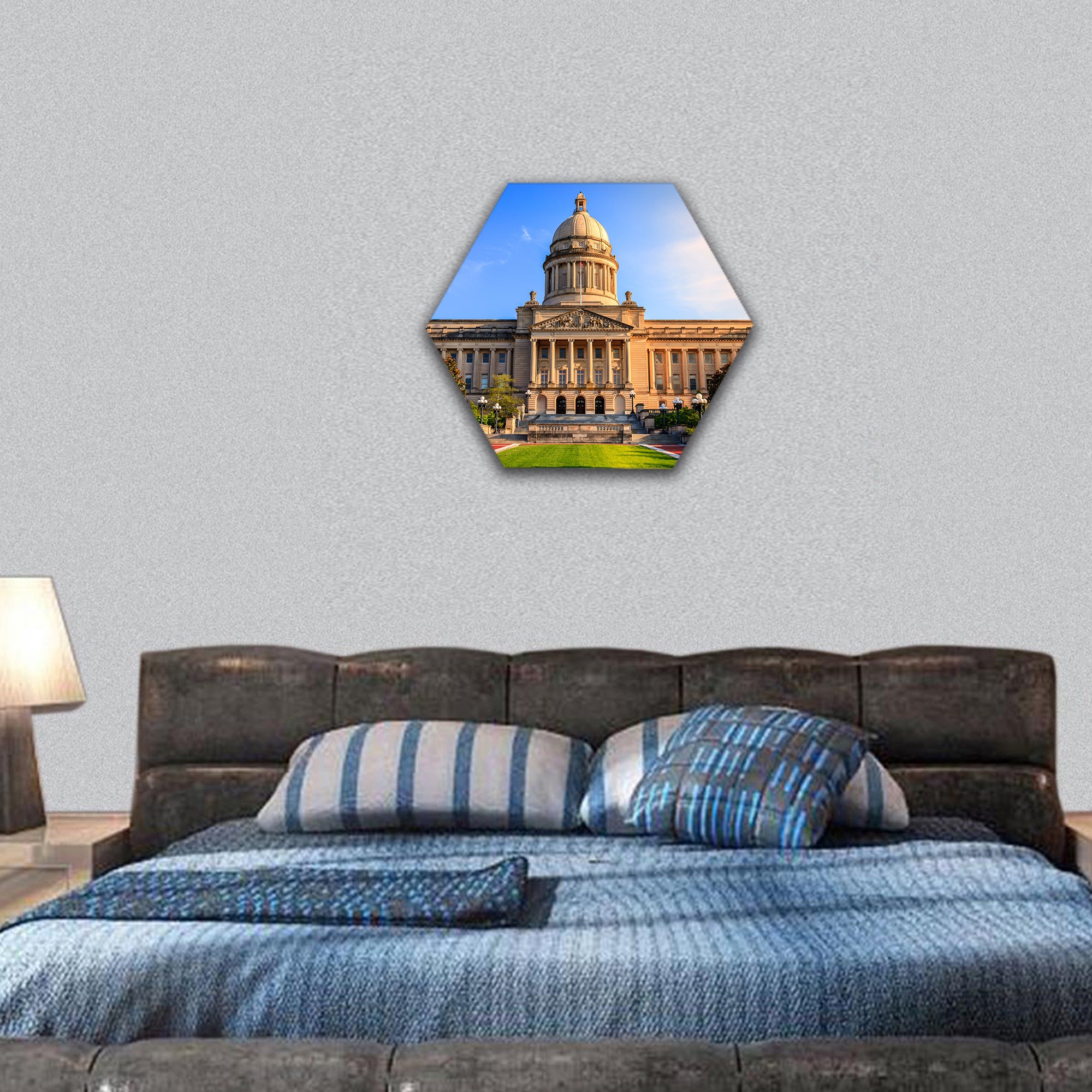 Capitol building in Frankfort, Kentucky hexagonal canvas wall art