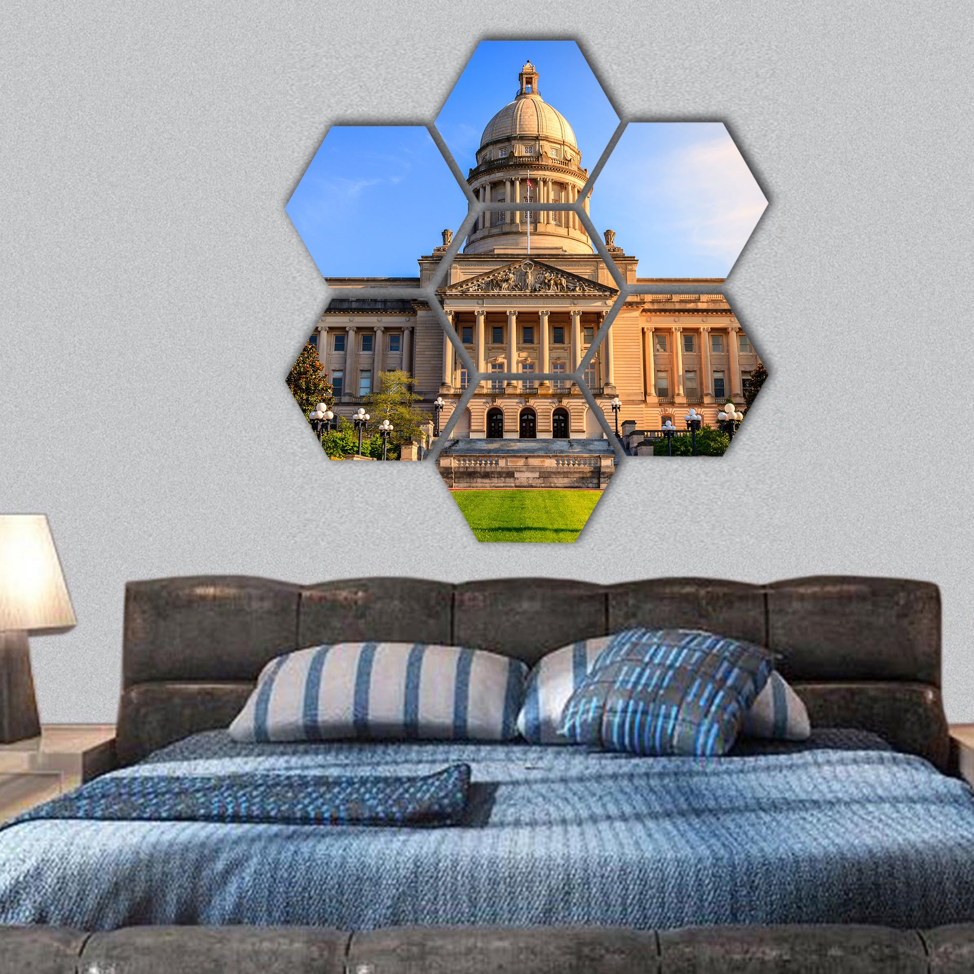 Capitol building in Frankfort, Kentucky hexagonal canvas wall art