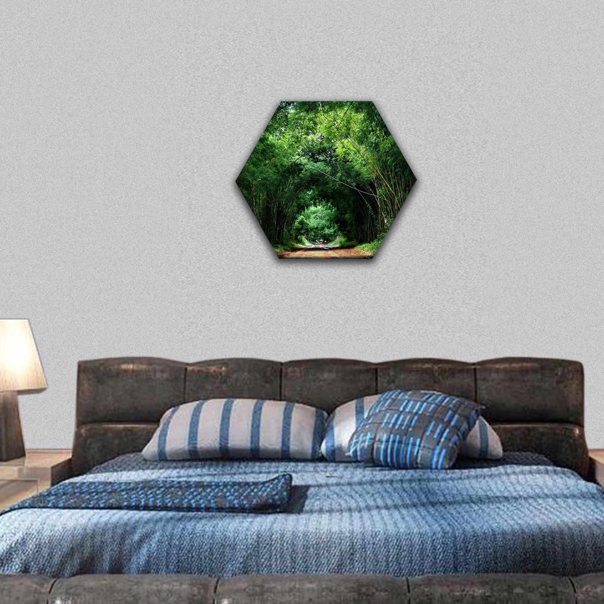 Road with Bamboo hexagonal canvas wall art