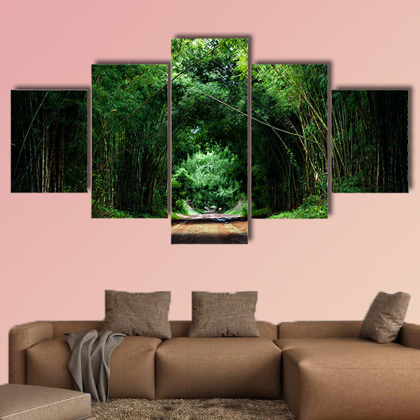 Road with Bamboo multi panel canvas wall art