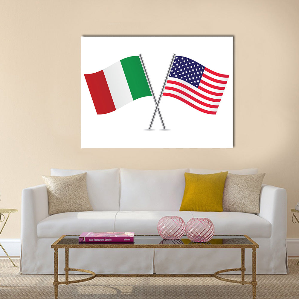 American and Italian flags Multi panel canvas wall art