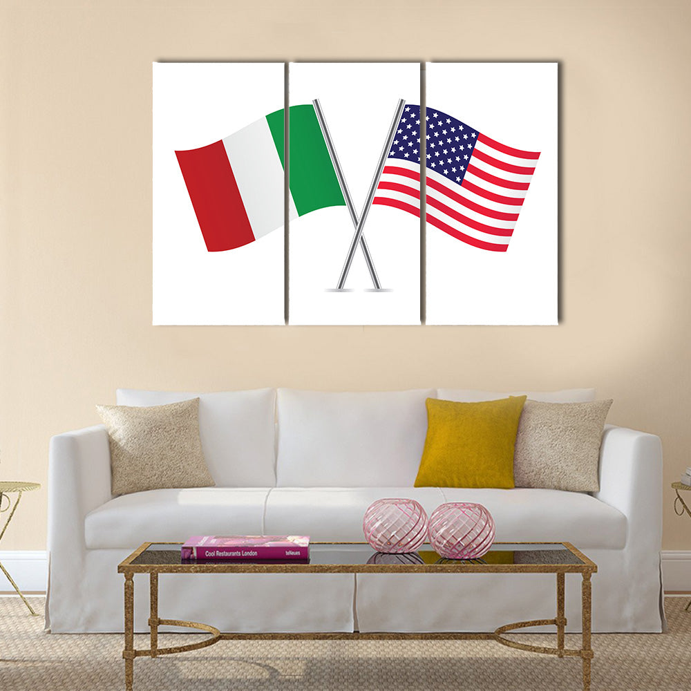 American and Italian flags Multi panel canvas wall art