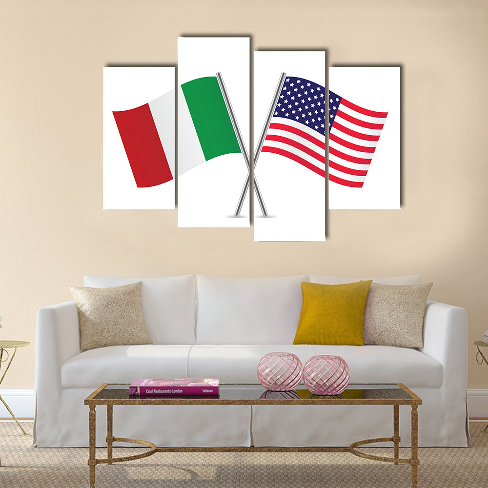 American and Italian flags Multi panel canvas wall art