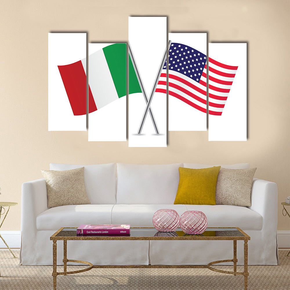 American and Italian flags Multi panel canvas wall art