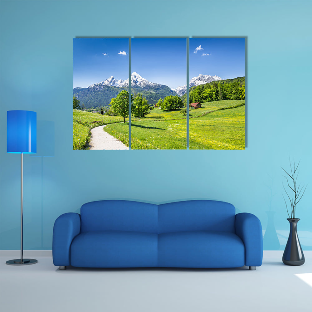 The Idyllic summer landscape in the Alps, Nationalpark Berchtesgadener Land, Bavaria, Germany Multi Panel Canvas Wall Art
