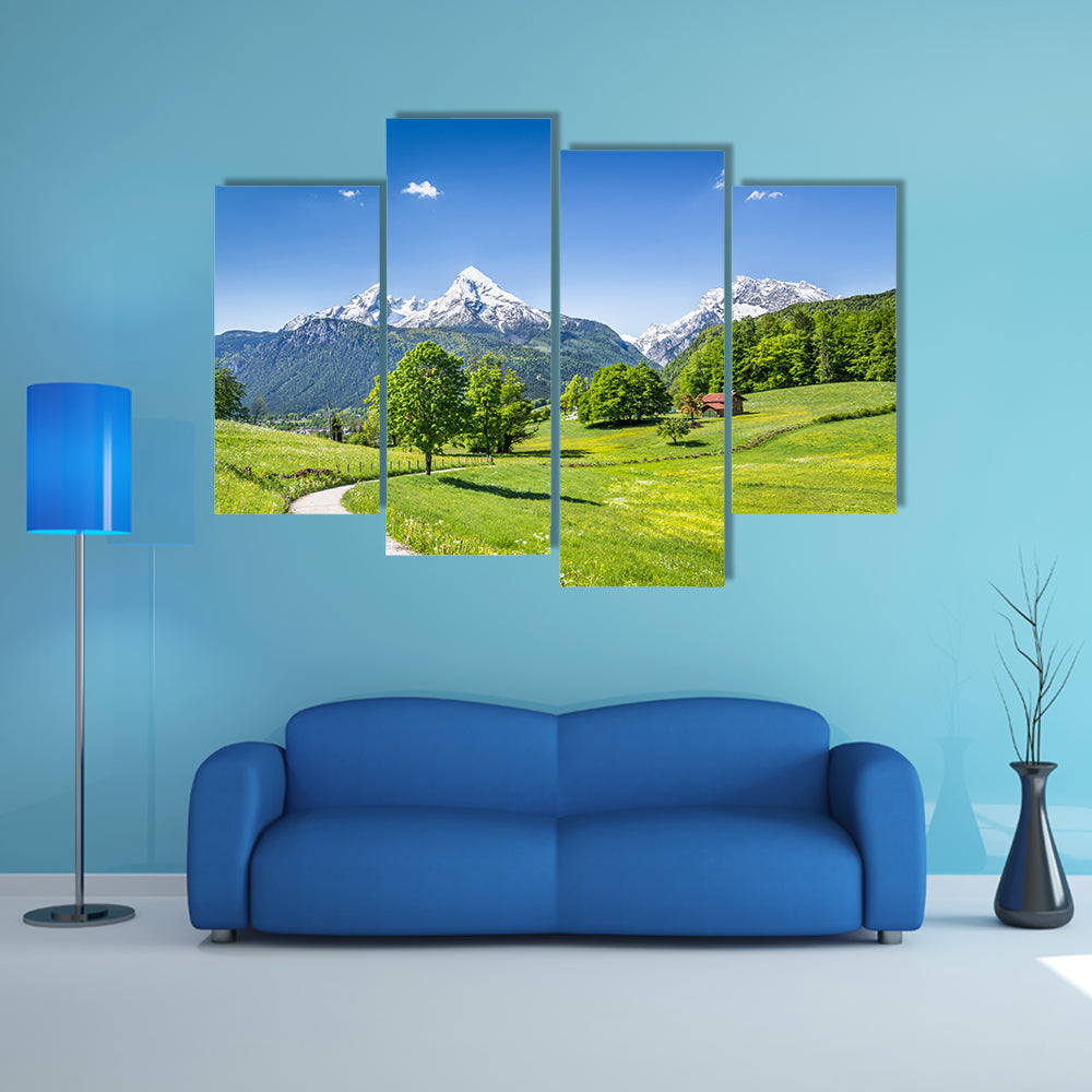 The Idyllic summer landscape in the Alps, Nationalpark Berchtesgadener Land, Bavaria, Germany Multi Panel Canvas Wall Art