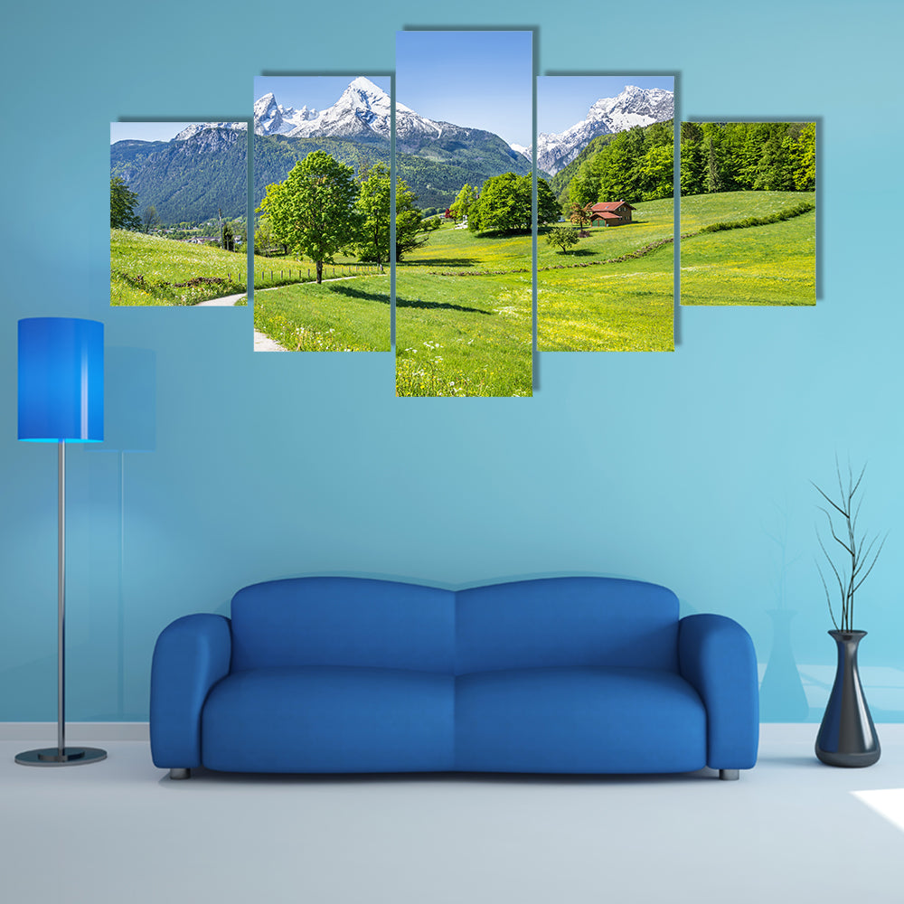 The Idyllic summer landscape in the Alps, Nationalpark Berchtesgadener Land, Bavaria, Germany Multi Panel Canvas Wall Art