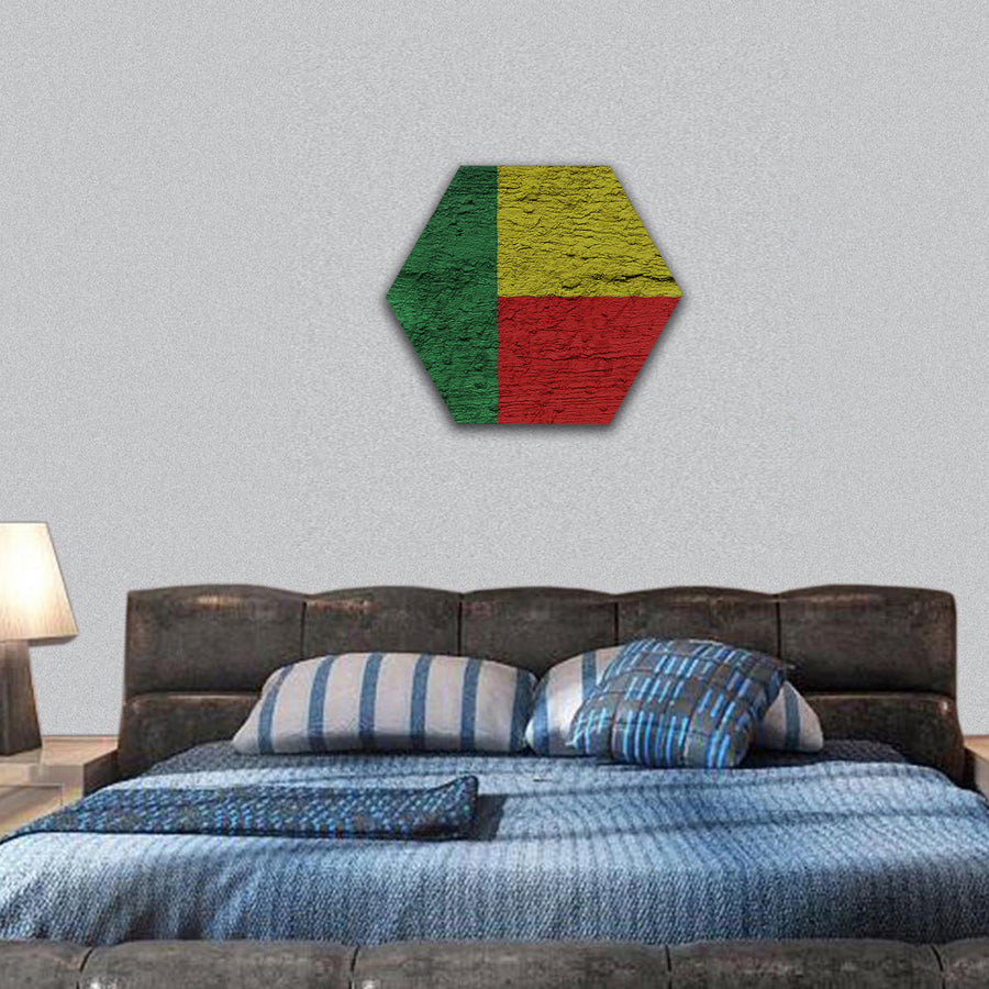 Benin Flag  hexagonal canvas wall art