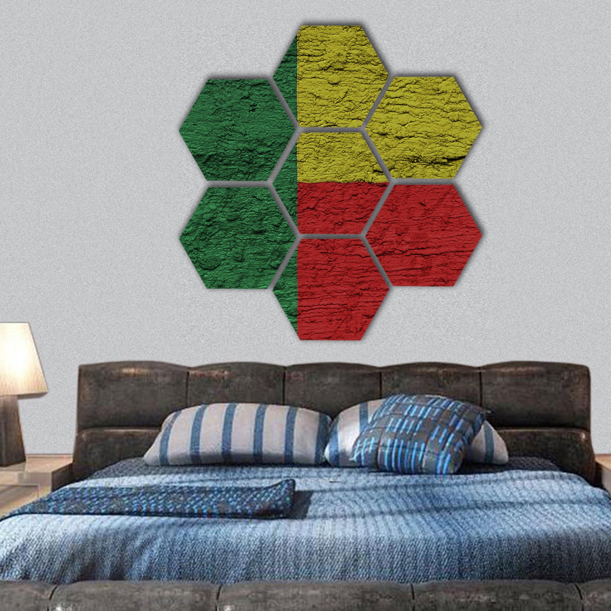 Benin Flag  hexagonal canvas wall art