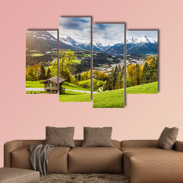 Panoramic view of beautiful mountain landscape in the Bavarian canvas wall art
