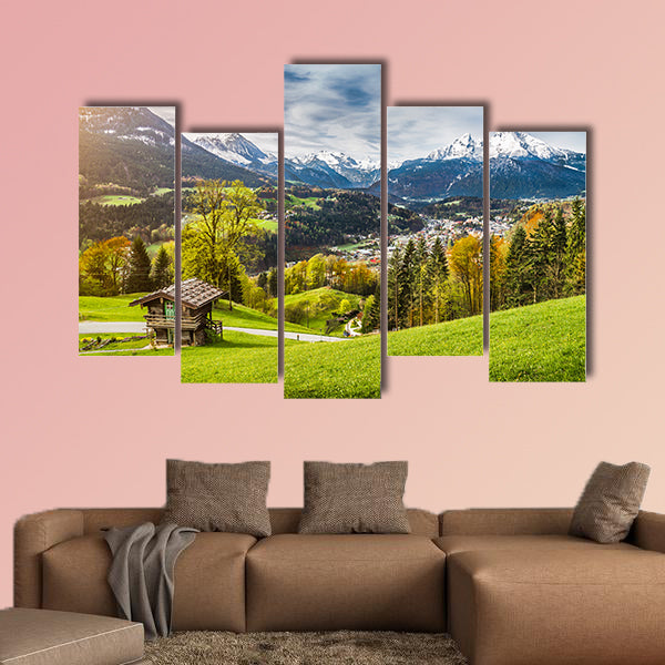Panoramic view of beautiful mountain landscape in the Bavarian canvas wall art