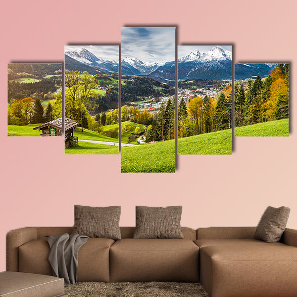 Panoramic view of beautiful mountain landscape in the Bavarian canvas wall art
