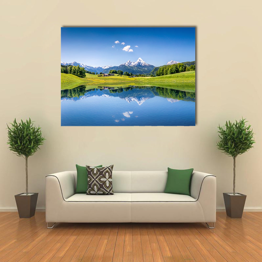 Idyllic mountain lake in the Alps Multi panel canvas wall art