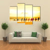 Local Fishermen Pull Net From The Ocean In Hikkaduwa, Sri Lanka Multi Panel Canvas Wall Art