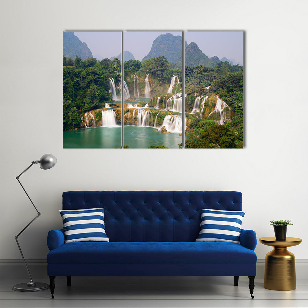 Beautiful Ban Goic Waterfall In China, Multi Panel Canvas Wall Art