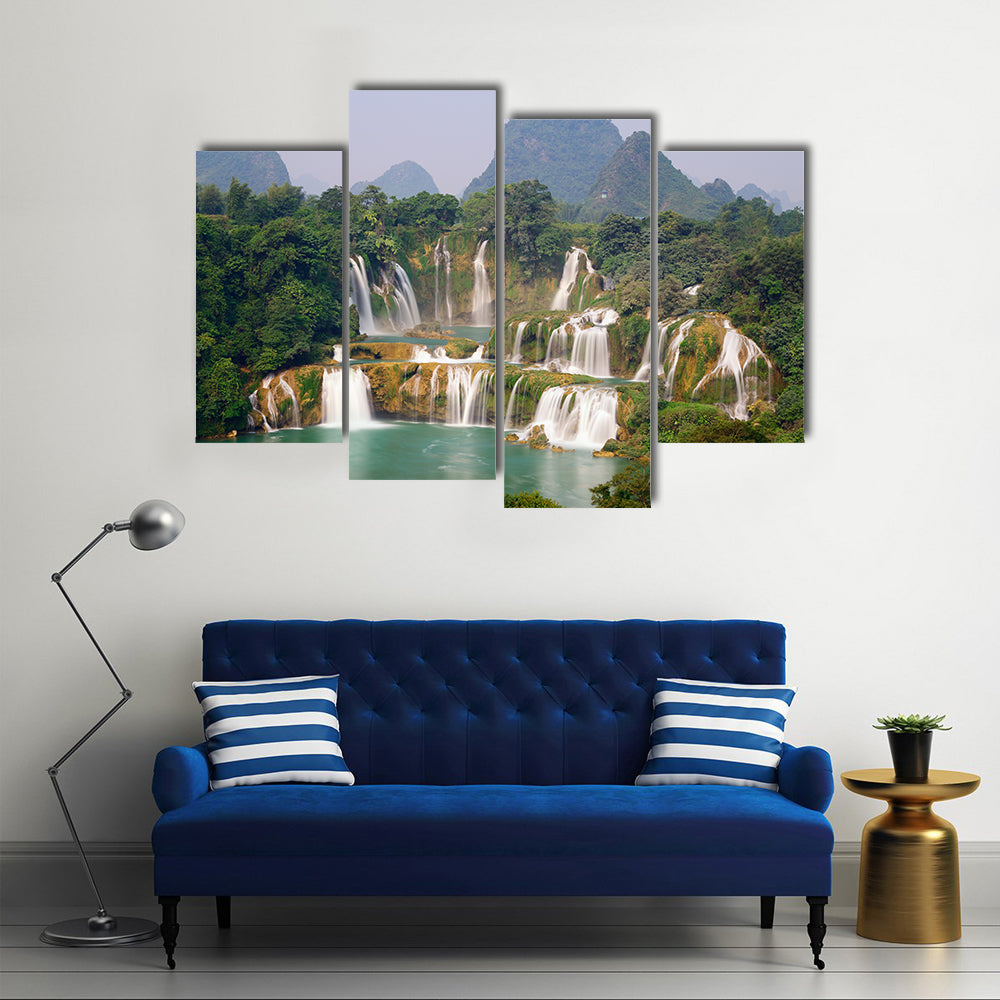 Beautiful Ban Goic Waterfall In China, Multi Panel Canvas Wall Art